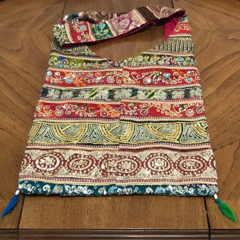 Sequined Designed Boho Hipster Shoulder Bag.